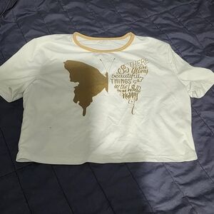White and Gold Butterfly Graphic Tee